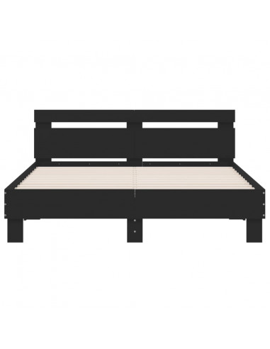 Giroletto con Testiera Nero 140x200 cm in Legno Multistrato