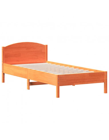 Giroletto con Testiera Marrone Cera 90x200 cm Massello Pino