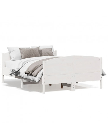 Giroletto con Testiera Bianco 135x190 cm Legno Massello di Pino