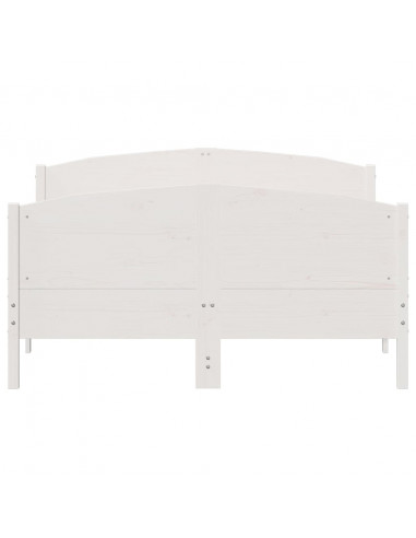 Giroletto con Testiera Bianco 135x190 cm Legno Massello di Pino