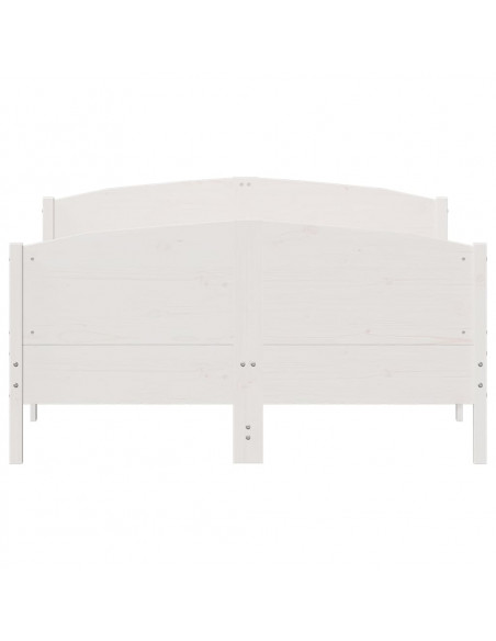 Giroletto con Testiera Bianco 135x190 cm Legno Massello di Pino