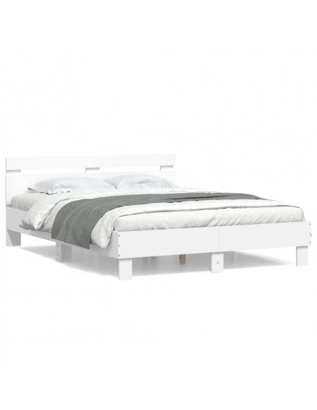 Giroletto con Testiera Bianco 150x200 cm in Legno Multistrato