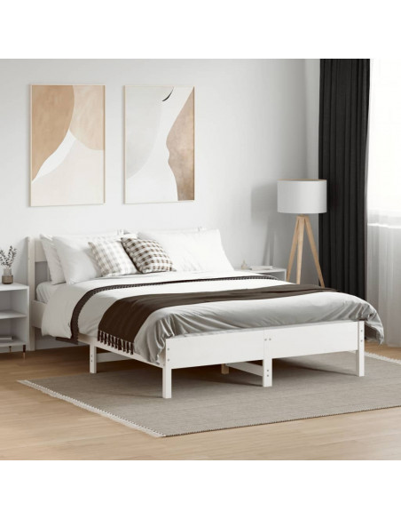 Giroletto con Testiera Bianco 120x200 cm Legno Massello di Pino