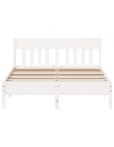 Giroletto con Testiera Bianco 120x200 cm Legno Massello di Pino