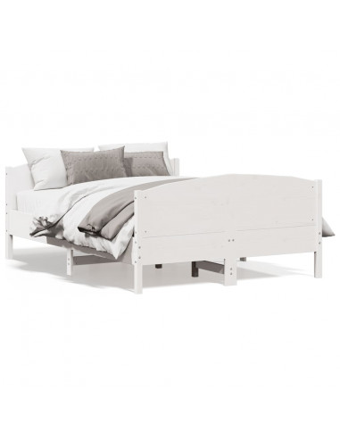 Giroletto con Testiera Bianco 120x190 cm Legno Massello di Pino