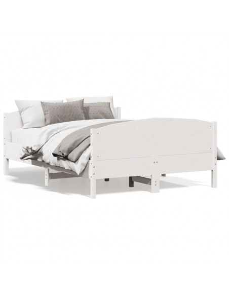 Giroletto con Testiera Bianco 120x190 cm Legno Massello di Pino
