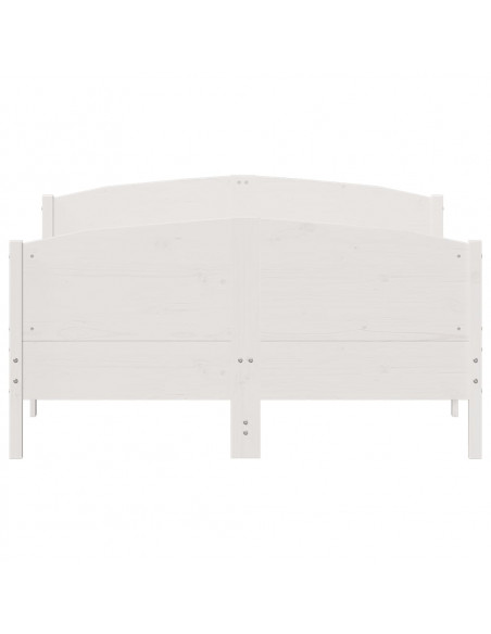 Giroletto con Testiera Bianco 120x190 cm Legno Massello di Pino