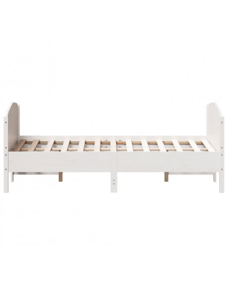 Giroletto con Testiera Bianco 120x190 cm Legno Massello di Pino