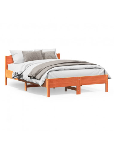 Giroletto con Testiera Marrone Cera 160x200 cm Massello Pino