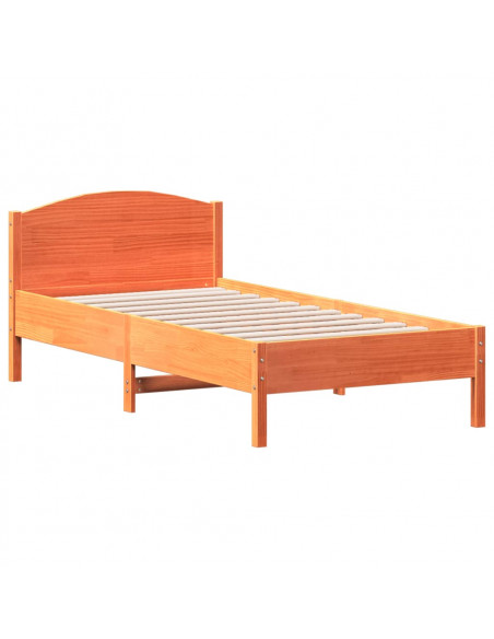 Giroletto con Testiera Marrone Cera 90x190 cm Massello Pino