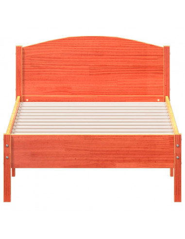 Giroletto con Testiera Marrone Cera 90x190 cm Massello Pino