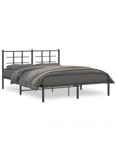 Giroletto con Testiera in Metallo Nero 150x200 cm 2