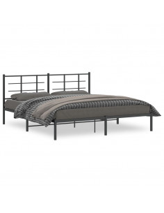 Giroletto con Testiera in Metallo Nero 180x200 cm 2