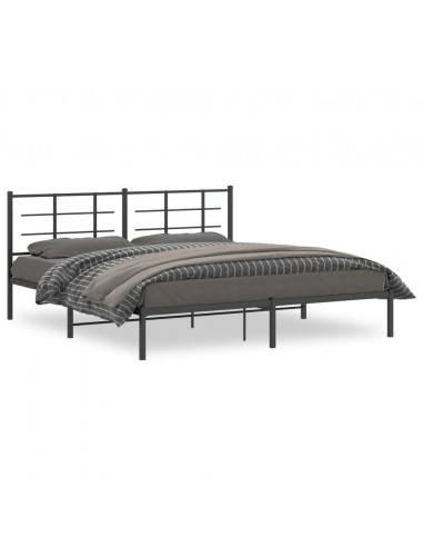 Giroletto con Testiera in Metallo Nero 180x200 cm