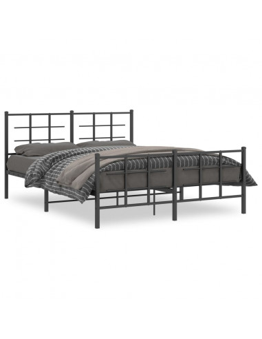 Giroletto con Testiera e Pediera Metallo Nero 160x200 cm
