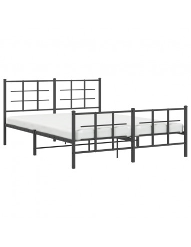 Giroletto con Testiera e Pediera Metallo Nero 160x200 cm