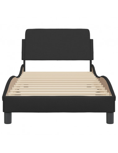 Giroletto con Testiera Nero 90x190 cm in Similpelle