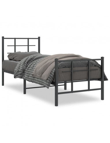 Giroletto con Testiera e Pediera Metallo Nero 75x190 cm