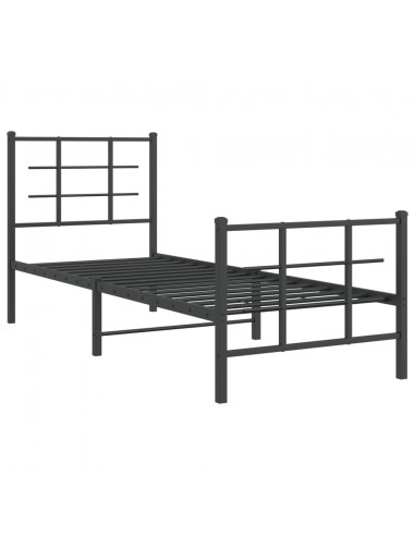 Giroletto con Testiera e Pediera Metallo Nero 75x190 cm