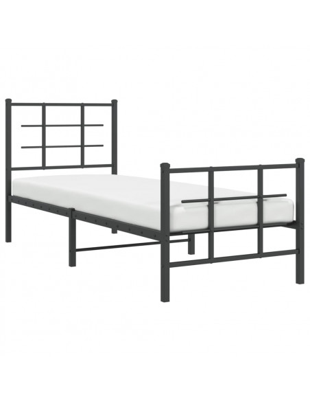 Giroletto con Testiera e Pediera Metallo Nero 75x190 cm