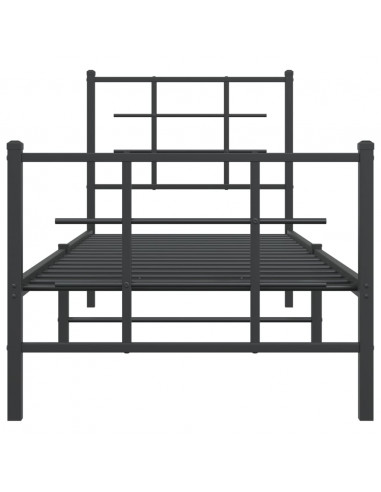 Giroletto con Testiera e Pediera Metallo Nero 75x190 cm