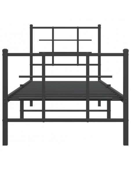 Giroletto con Testiera e Pediera Metallo Nero 75x190 cm