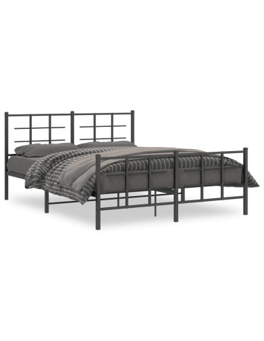 Giroletto con Testiera e Pediera Metallo Nero 150x200 cm