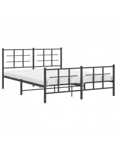 Giroletto con Testiera e Pediera Metallo Nero 150x200 cm