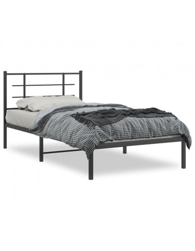 Giroletto con Testiera in Metallo Nero 107x203 cm