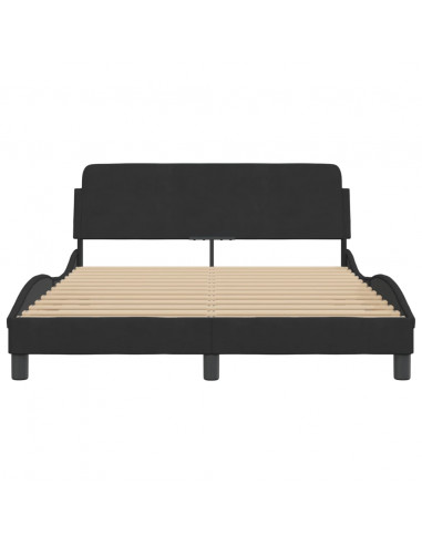 Giroletto con Testiera Nero 120x200 cm in Velluto