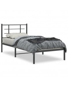 Giroletto con Testiera in Metallo Nero 90x200 cm 2