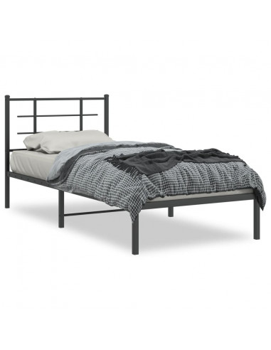 Giroletto con Testiera in Metallo Nero 90x200 cm