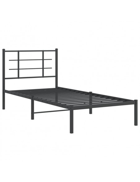 Giroletto con Testiera in Metallo Nero 90x200 cm
