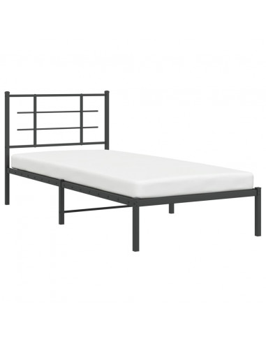 Giroletto con Testiera in Metallo Nero 90x200 cm