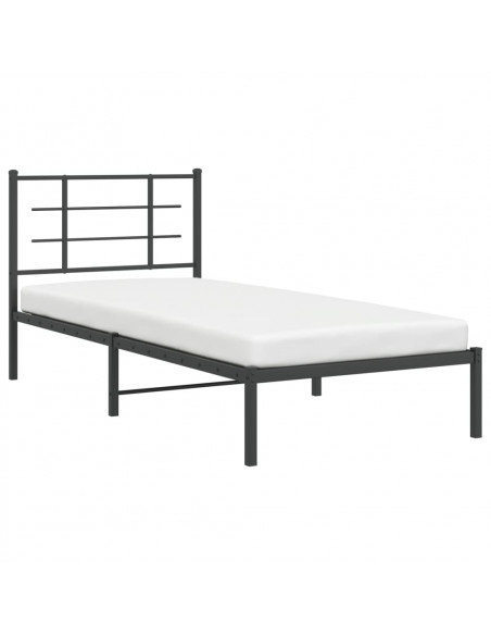 Giroletto con Testiera in Metallo Nero 90x200 cm