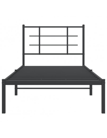 Giroletto con Testiera in Metallo Nero 90x200 cm