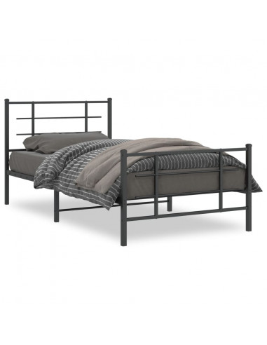 Giroletto con Testiera e Pediera Metallo Nero 107x203 cm