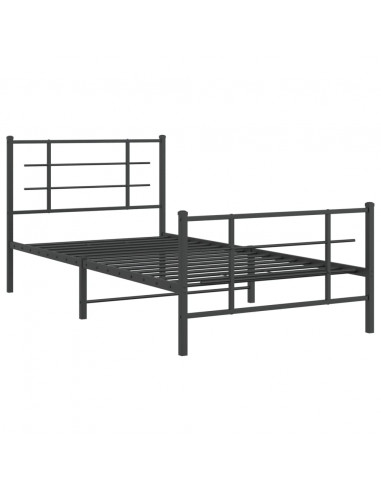 Giroletto con Testiera e Pediera Metallo Nero 107x203 cm