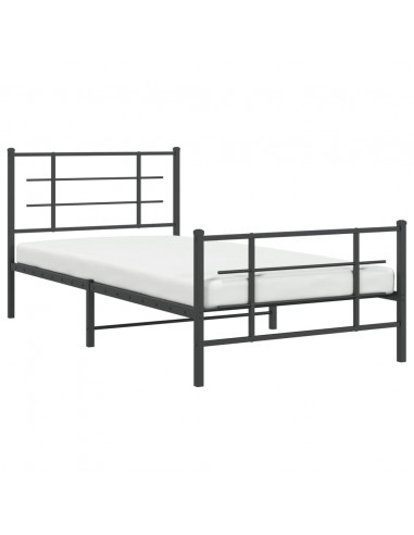 Giroletto con Testiera e Pediera Metallo Nero 107x203 cm