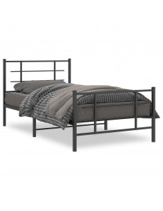 Giroletto con Testiera e Pediera Metallo Nero 100x190 cm 2