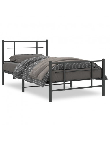 Giroletto con Testiera e Pediera Metallo Nero 100x190 cm