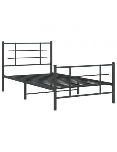 Giroletto con Testiera e Pediera Metallo Nero 100x190 cm