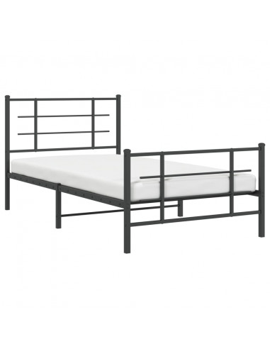 Giroletto con Testiera e Pediera Metallo Nero 100x190 cm