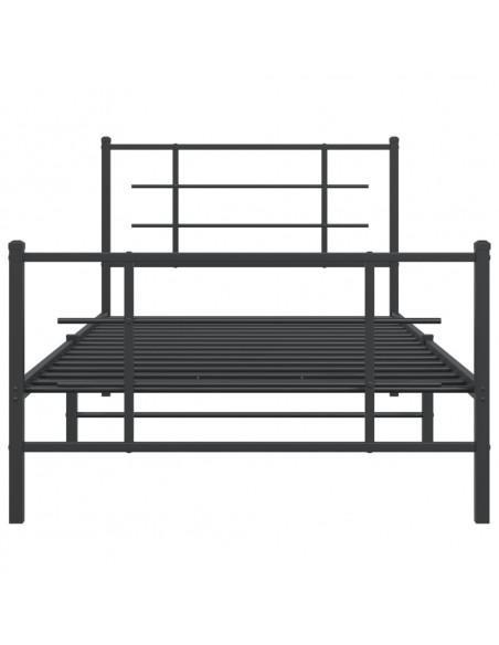 Giroletto con Testiera e Pediera Metallo Nero 100x190 cm