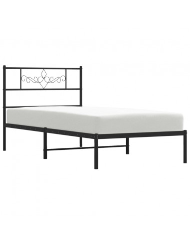 Giroletto con Testiera Metallo Nero 100x200 cm