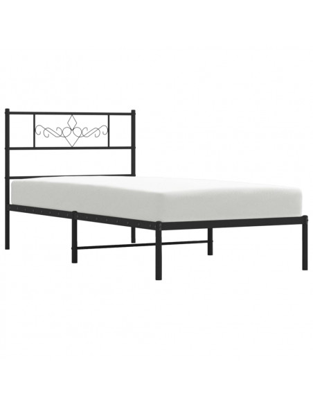 Giroletto con Testiera Metallo Nero 100x200 cm