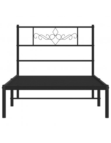 Giroletto con Testiera Metallo Nero 100x200 cm