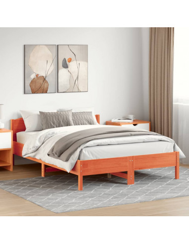 Giroletto con Testiera Marrone Cera 120x200 cm Massello Pino