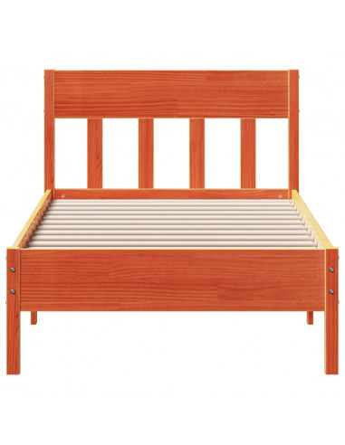 Giroletto con Testiera Marrone Cera 100x200 cm Massello Pino