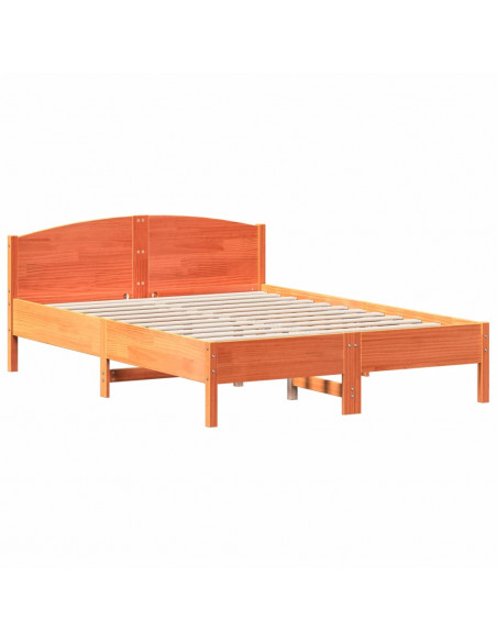 Giroletto con Testiera Marrone Cera 140x200 cm Massello Pino